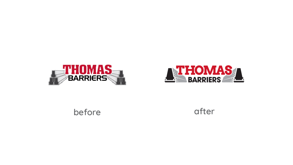 Thomas Barriers logo comparison slider