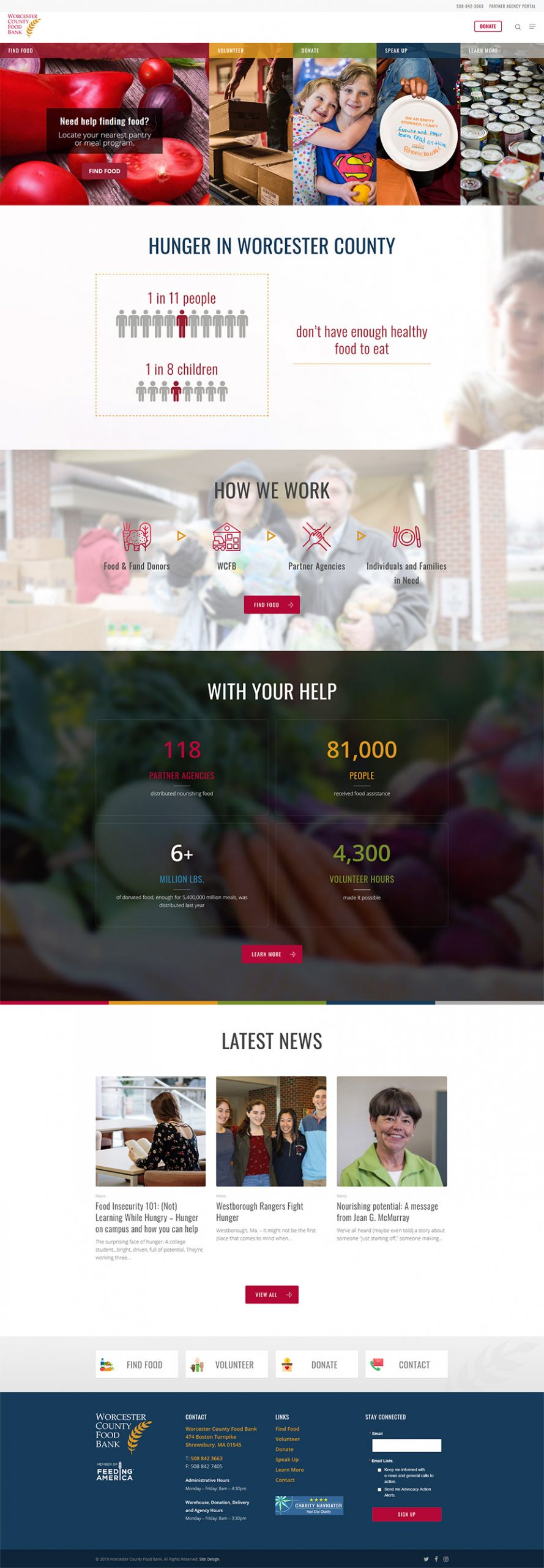 worcester county food bank website design 1