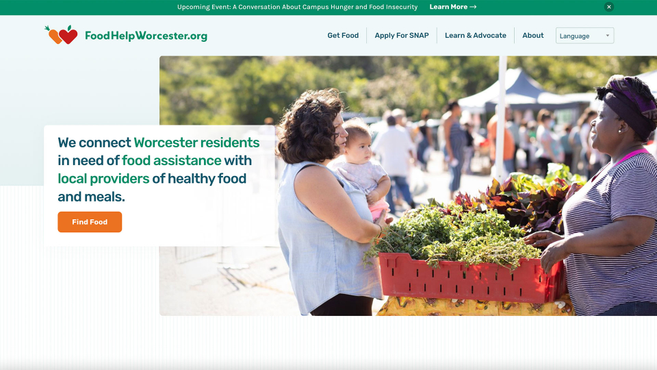 nonprofit web design food help worc home