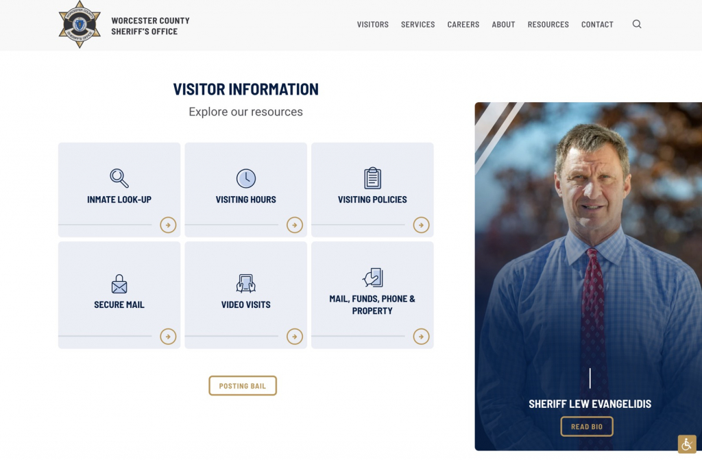 visitor information worcester sheriff website development