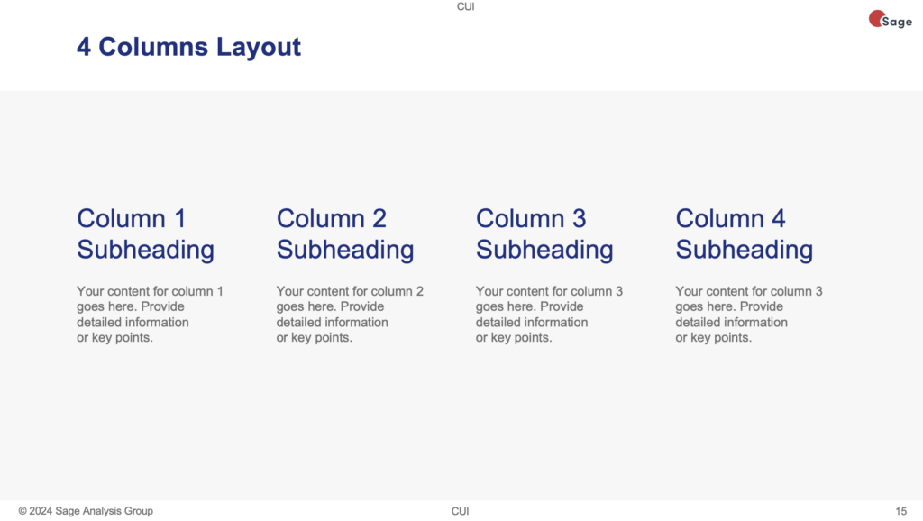 sage 4 column grid layout powerpoint design agency