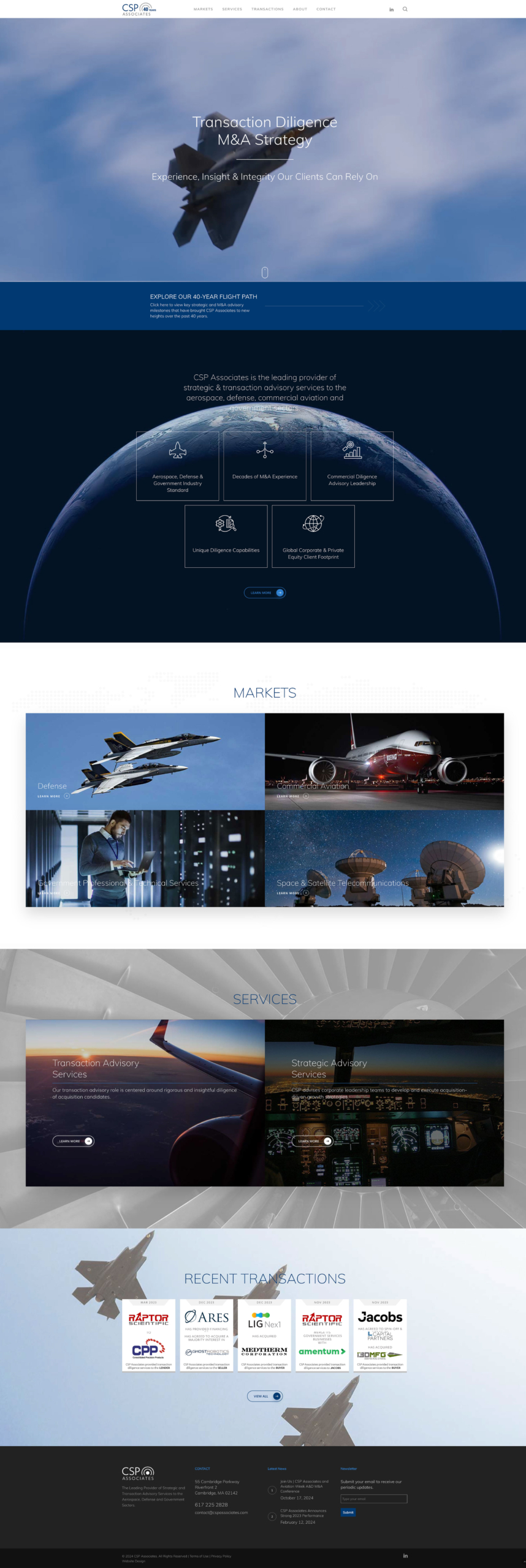 CSP homepage aeropsace and defense website design