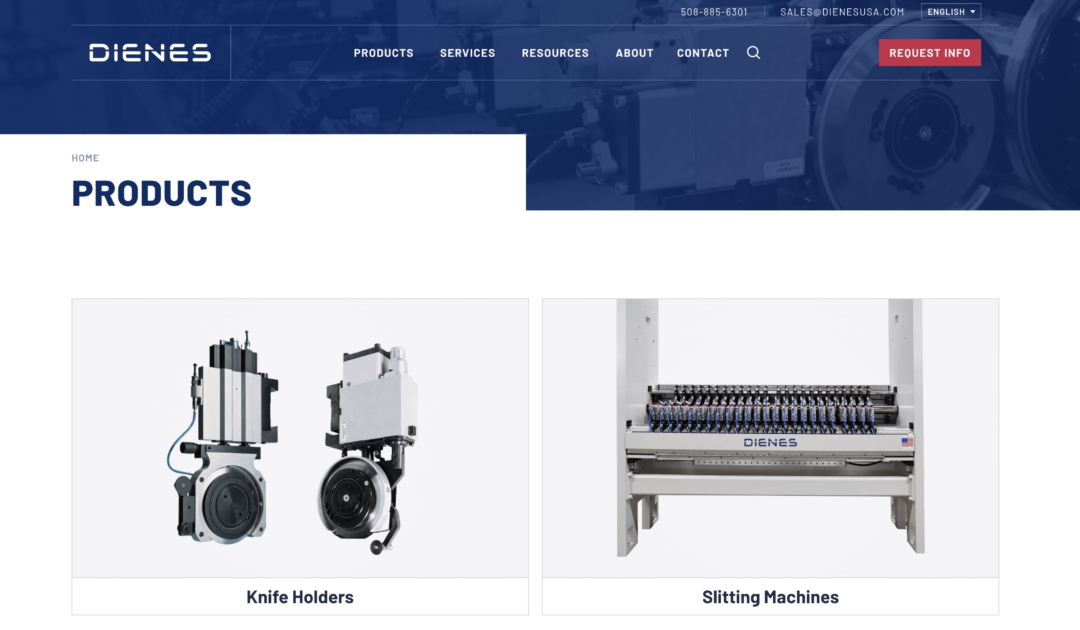 Manufacturing Product Page Web Design