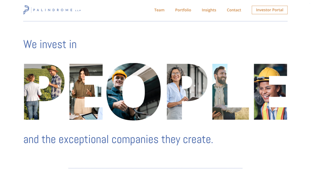 Palindrome Hero Banner | Private Equity Website Design