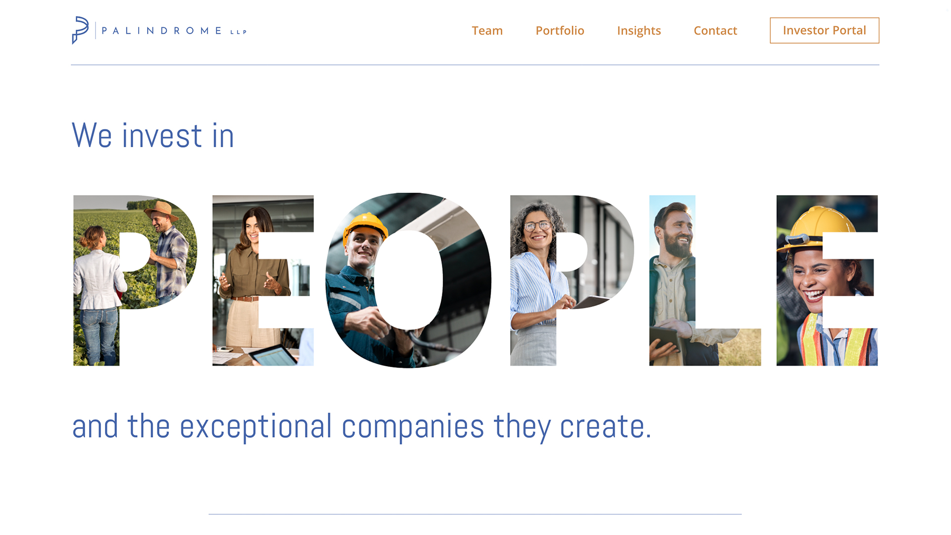 Palindrome Hero Banner | Private Equity Website Design